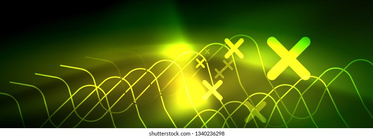 Shiny neon lights background, techno design, modern wallpaper for your project, vector illustration