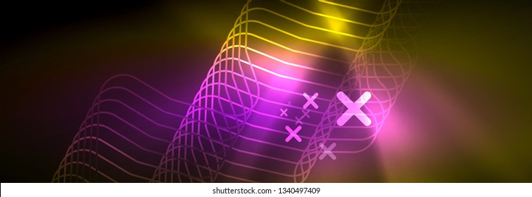 Shiny-Neonbeleuchtung Hintergrund, Techno-Design, moderne Bildschirmhintergründe, Vektorgrafik