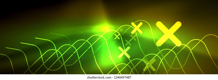 Shiny neon lights background, techno design, modern wallpaper for your project, vector illustration