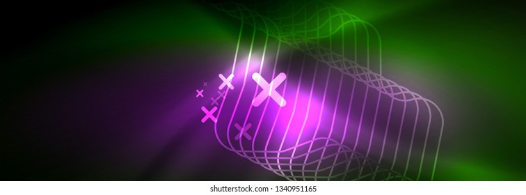 Shiny neon lights background, techno design, modern wallpaper for your project, vector illustration