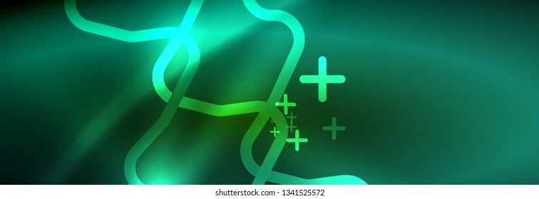 Fondo de luces de neón brillantes, diseño técnico, fondo de pantalla moderno para su proyecto, ilustración vectorial