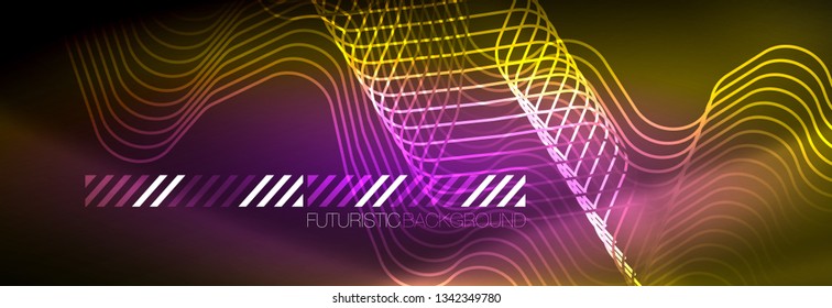 Shiny neon lights background, techno design, modern wallpaper for your project, vector illustration