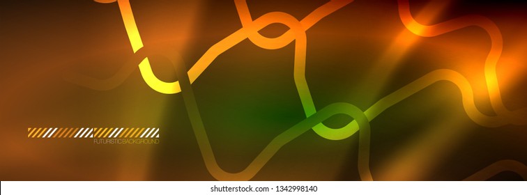 Fondo de luces de neón brillantes, diseño técnico, fondo de pantalla moderno para su proyecto, ilustración vectorial