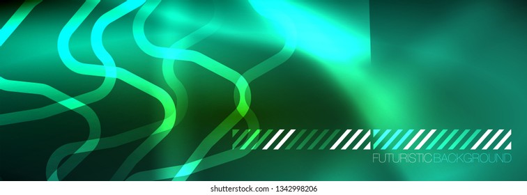 Shiny-Neonbeleuchtung Hintergrund, Techno-Design, moderne Bildschirmhintergründe, Vektorgrafik