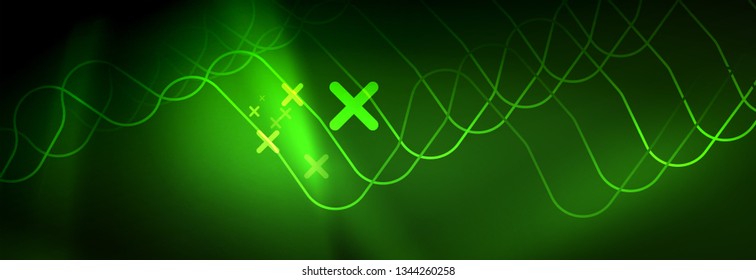 Fondo de luces de neón brillantes, diseño técnico, fondo de pantalla moderno para su proyecto, ilustración vectorial