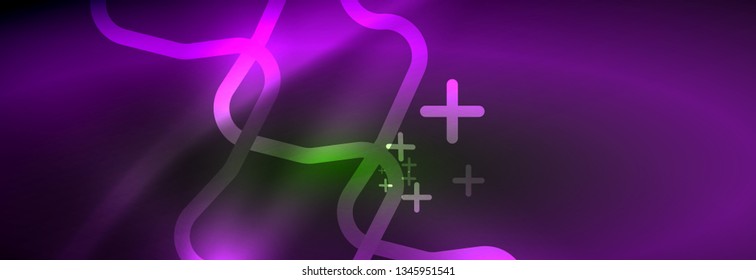 Fondo de luces de neón brillantes, diseño técnico, fondo de pantalla moderno para su proyecto, ilustración vectorial