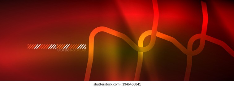 Fondo de luces de neón brillantes, diseño técnico, fondo de pantalla moderno para su proyecto, ilustración vectorial