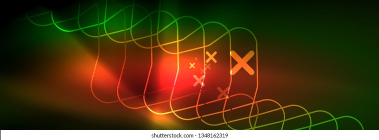Shiny neon lights background, techno design, modern wallpaper for your project, vector illustration