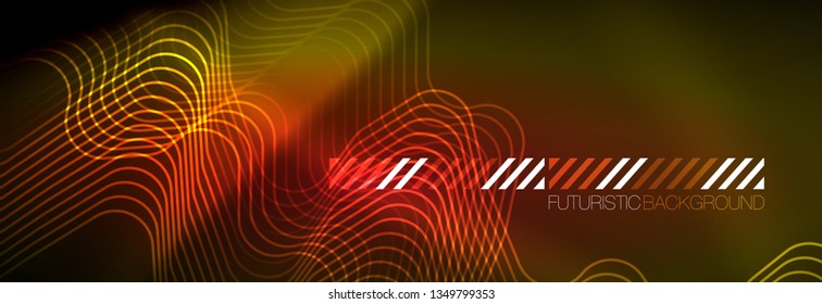 Fondo de luces de neón brillantes, diseño técnico, fondo de pantalla moderno para su proyecto, ilustración vectorial