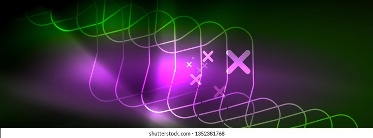 Shiny-Neonbeleuchtung Hintergrund, Techno-Design, moderne Bildschirmhintergründe, Vektorgrafik