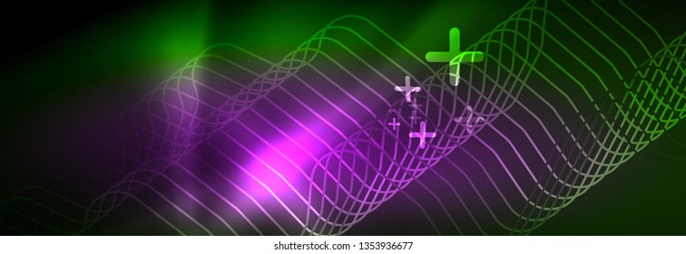 Fondo de luces de neón brillantes, diseño técnico, fondo de pantalla moderno para su proyecto, ilustración vectorial