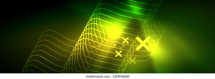 Fondo de luces de neón brillantes, diseño técnico, fondo de pantalla moderno para su proyecto, ilustración vectorial