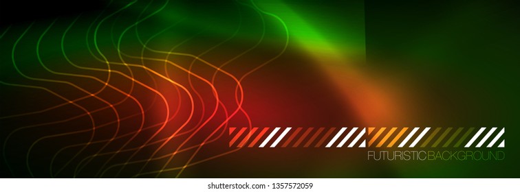 Fondo de luces de neón brillantes, diseño técnico, fondo de pantalla moderno para su proyecto, ilustración vectorial