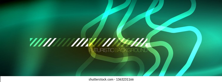 Fondo de luces de neón brillantes, diseño técnico, fondo de pantalla moderno para su proyecto, ilustración vectorial
