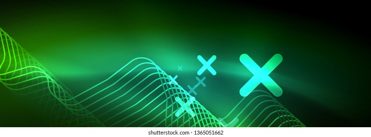 Fondo de luces de neón brillantes, diseño técnico, fondo de pantalla moderno para su proyecto, ilustración vectorial