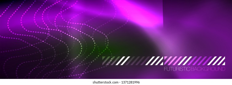 Fondo de luces de neón brillantes, diseño técnico, fondo de pantalla moderno para su proyecto, ilustración vectorial