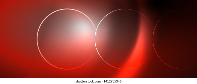 Shiny neon lights, dark abstract background with blurred magic neon light curved lines. Vector