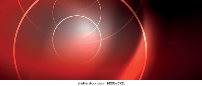 Shiny neon lights, dark abstract background with blurred magic neon light curved lines. Vector