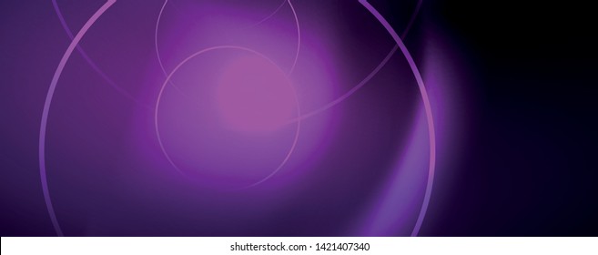 Shiny neon lights, dark abstract background with blurred magic neon light curved lines. Vector