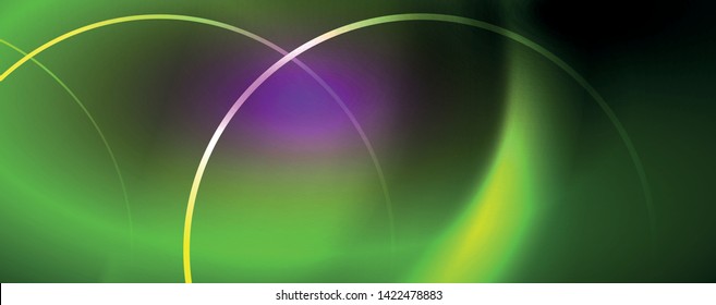 Luces de neón brillantes, fondo abstracto oscuro con líneas curvadas de luz mágica borrosa de neón. Vector