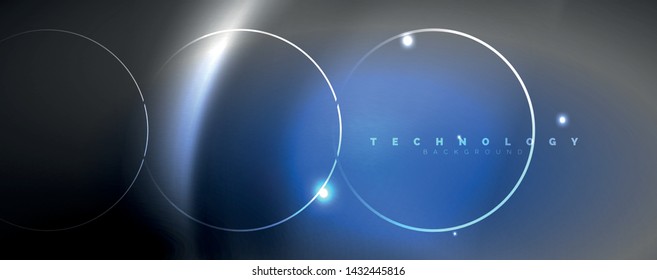 Shiny neon lights, dark abstract background with blurred magic neon light curved lines. Vector