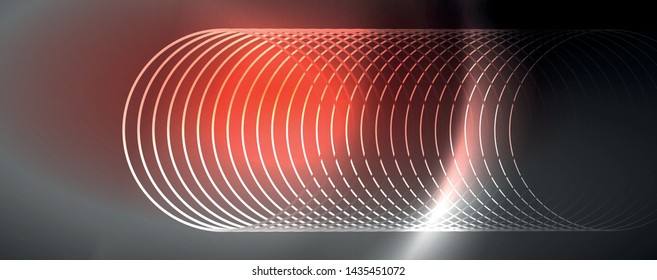 Shiny neon lights, dark abstract background with blurred magic neon light curved lines. Vector