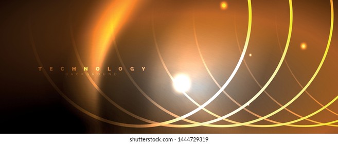 Shiny neon lights, dark abstract background with blurred magic neon light curved lines. Vector