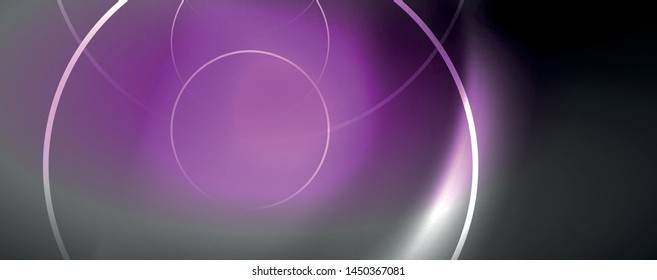 Shiny neon lights, dark abstract background with blurred magic neon light curved lines. Vector