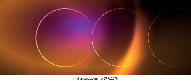 Shiny neon lights, dark abstract background with blurred magic neon light curved lines. Vector