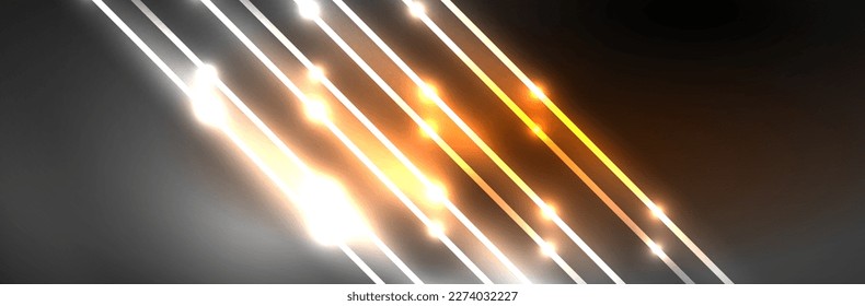 Leuchtende Neonleuchten, dunkler abstrakter Hintergrund mit unscharfem, magischem Neon, hellgebogene Linien
