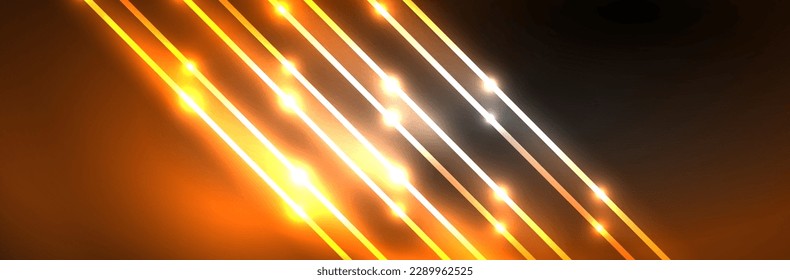 Shiny neon lights, dark abstract background with blurred magic neon light curved lines