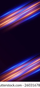 Shiny neon lines. Light laser beams.