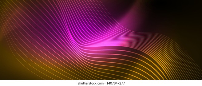 Shiny neon lines techno magic futuristic background, magic energy space light concept, abstract background wallpaper design, vector illustration