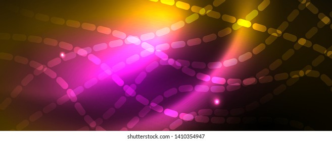 Schlaue Neonlinien Techno magischer futuristischer Hintergrund, magisches Energieraum-Lichtkonzept, abstrakter Hintergrund, Tapete-Design, Vektorgrafik