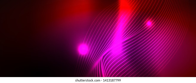 Shiny neon lines techno magic futuristic background, magic energy space light concept, abstract background wallpaper design, vector illustration