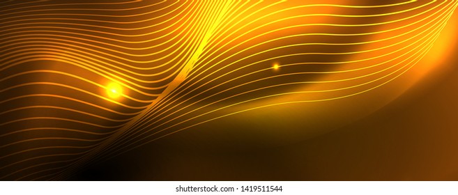 Líneas de neón brillantes telno fondo futurista mágico, concepto de luz de espacio mágico, diseño de fondo abstracto de fondo de fondo de fondo, ilustración vectorial