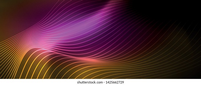Líneas de neón brillantes telno fondo futurista mágico, concepto de luz de espacio mágico, diseño de fondo abstracto de fondo de fondo de fondo, ilustración vectorial