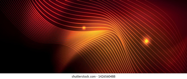 Líneas de neón brillantes telno fondo futurista mágico, concepto de luz de espacio mágico, diseño de fondo abstracto de fondo de fondo de fondo, ilustración vectorial