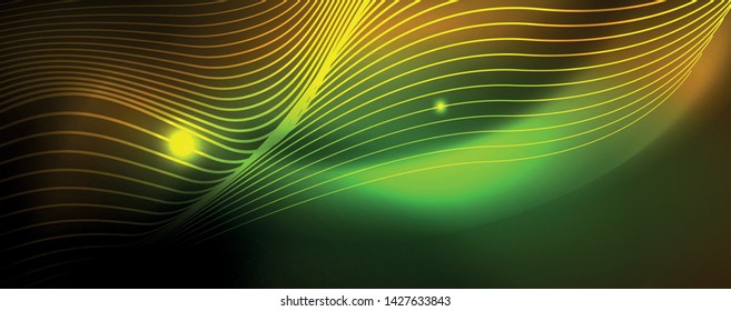 Líneas de neón brillantes telno fondo futurista mágico, concepto de luz de espacio mágico, diseño de fondo abstracto de fondo de fondo de fondo, ilustración vectorial