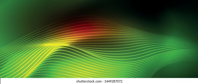 Brilhante neon linhas tecno mágico fundo futurista, energia mágica espaço luz conceito, fundo abstrato papel de parede design, ilustração vetorial