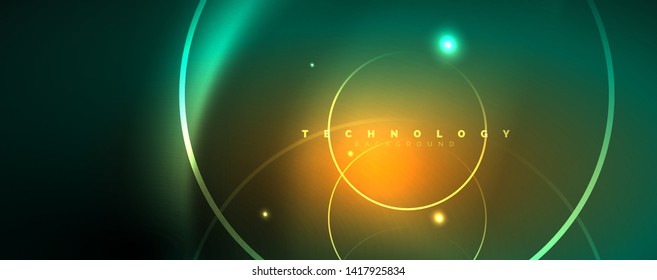 Shiny neon lines template - northern lights glowing blur lines. Futuristic style glow neon 80s disco club or night party techno template. Vector