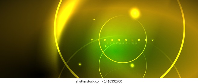 Shiny neon lines template - northern lights glowing blur lines. Futuristic style glow neon 80s disco club or night party techno template. Vector