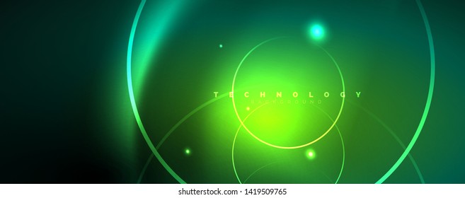 Shiny neon lines template - northern lights glowing blur lines. Futuristic style glow neon 80s disco club or night party techno template. Vector
