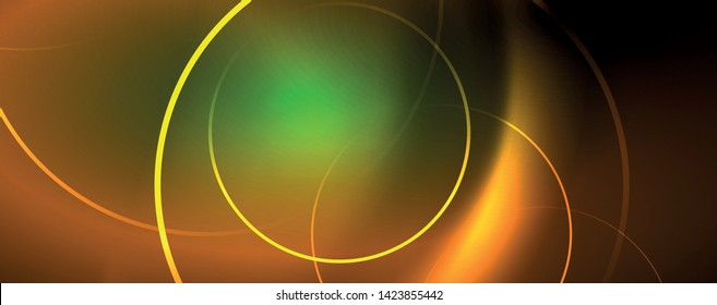 Shiny neon lines template - northern lights glowing blur lines. Futuristic style glow neon 80s disco club or night party techno template. Vector