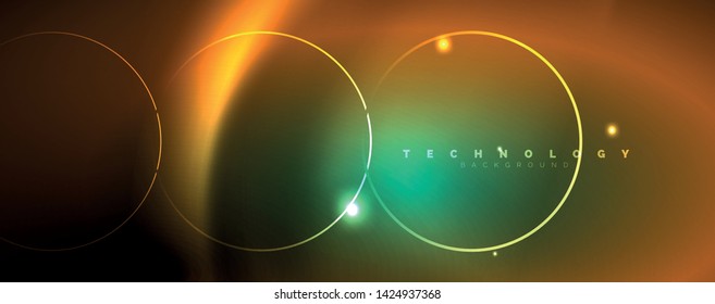 Shiny neon lines template - northern lights glowing blur lines. Futuristic style glow neon 80s disco club or night party techno template. Vector