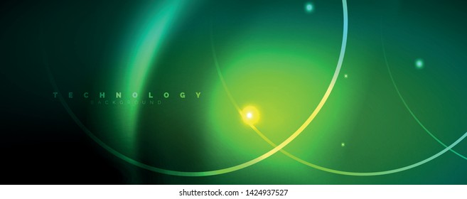 Shiny neon lines template - northern lights glowing blur lines. Futuristic style glow neon 80s disco club or night party techno template. Vector