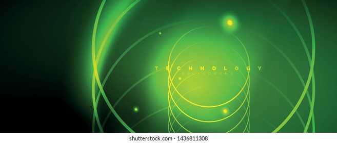 Shiny neon lines template - northern lights glowing blur lines. Futuristic style glow neon 80s disco club or night party techno template. Vector