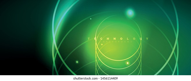 Shiny neon lines template - northern lights glowing blur lines. Futuristic style glow neon 80s disco club or night party techno template. Vector