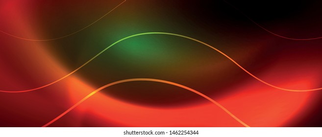 Shiny neon lines template - northern lights glowing blur lines. Futuristic style glow neon 80s disco club or night party techno template. Vector