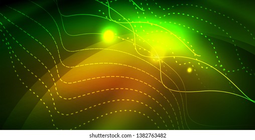Fondo del espacio de neón brillante, plantilla vectorial